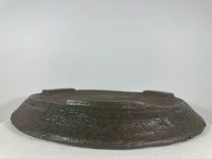 Preowned Japanese Tokoname Unglazed Round Shallow Bonsai Pot Syousen - 17.25” By 2.25”