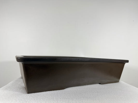 Preowned Japanese Tokoname Unglazed Rectangular Bonsai Pot Sankyou - 15.5” By 11”