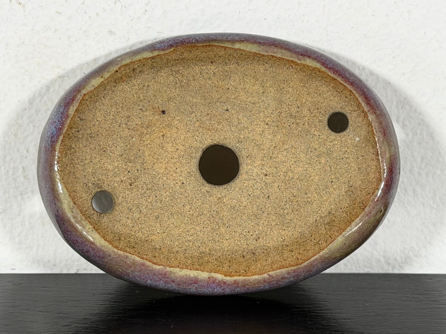 Preowned Vintage Japanese Tokoname Glazed Shallow Bonsai Pot - 3.25” By 2 3/8”