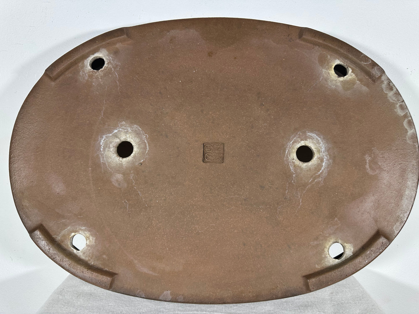 Preowned Japanese Tokoname Unglazed Oval Shallow Bonsai Pot Seizan - 20.5” By 14.25”