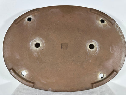 Preowned Japanese Tokoname Unglazed Oval Shallow Bonsai Pot Seizan - 20.5” By 14.25”