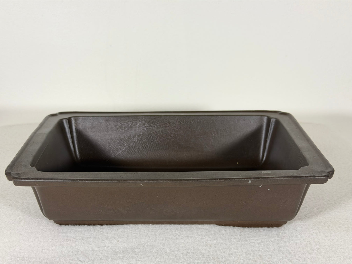 Preowned Japanese Tokoname Unglazed Rectangular Bonsai Pot with Stamps - 9.5” By 6.5”