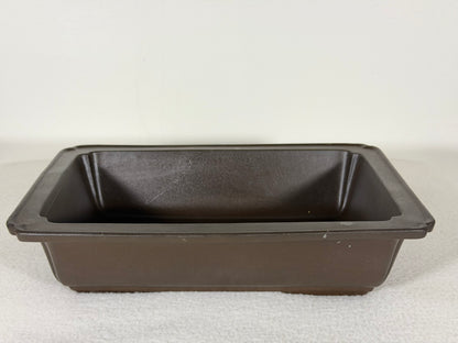 Preowned Japanese Tokoname Unglazed Rectangular Bonsai Pot with Stamps - 9.5” By 6.5”