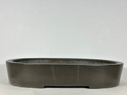 Preowned Japanese Tokoname Unglazed Oval Bonsai Pot Seizan - 14.75” By 11.75”