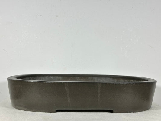 Preowned Japanese Tokoname Unglazed Oval Bonsai Pot Seizan - 14.75” By 11.75”
