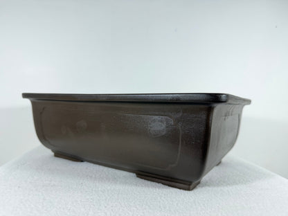 Preowned Japanese Tokoname Unglazed Rectangular Bonsai Pot with Stamp - 13.75” By 10.25”