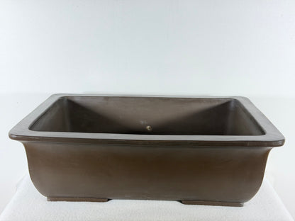 Preowned Japanese Tokoname Unglazed Rectangular Bonsai Pot Yamaaki - 15.5” By 11”