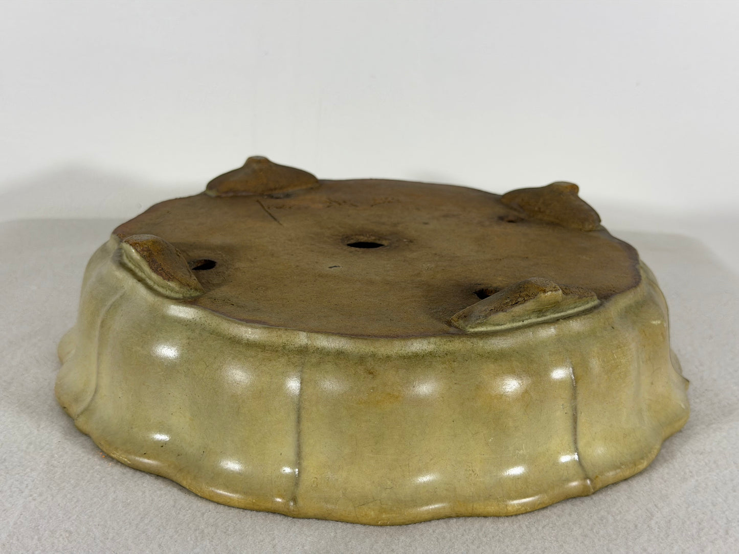Preowned Japanese Tokoname Rinka Style Bonsai Pot Yamafusa - 10.25” By 2 3/8”