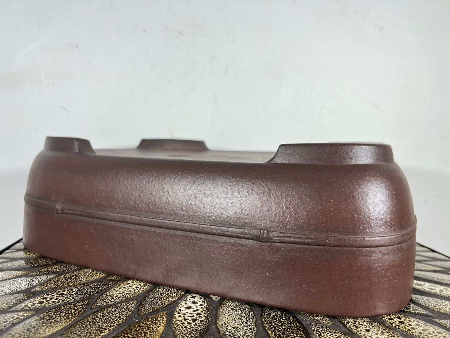 Preowned Japanese Tokoname Unglazed Rectangular Bonsai Pot Yamaaki - 13.75” By 11”