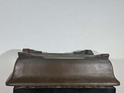 Preowned Japanese Tokoname Unglazed Rectangular Bonsai Pot Syukouzan - 19.5” By 15”