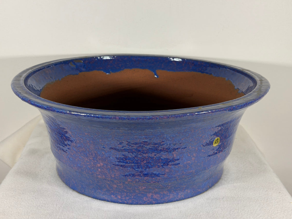 New Japanese Tokoname Glazed Round Bonsai Pot Syuhou Yoshimura - 15.25” By 5.75”