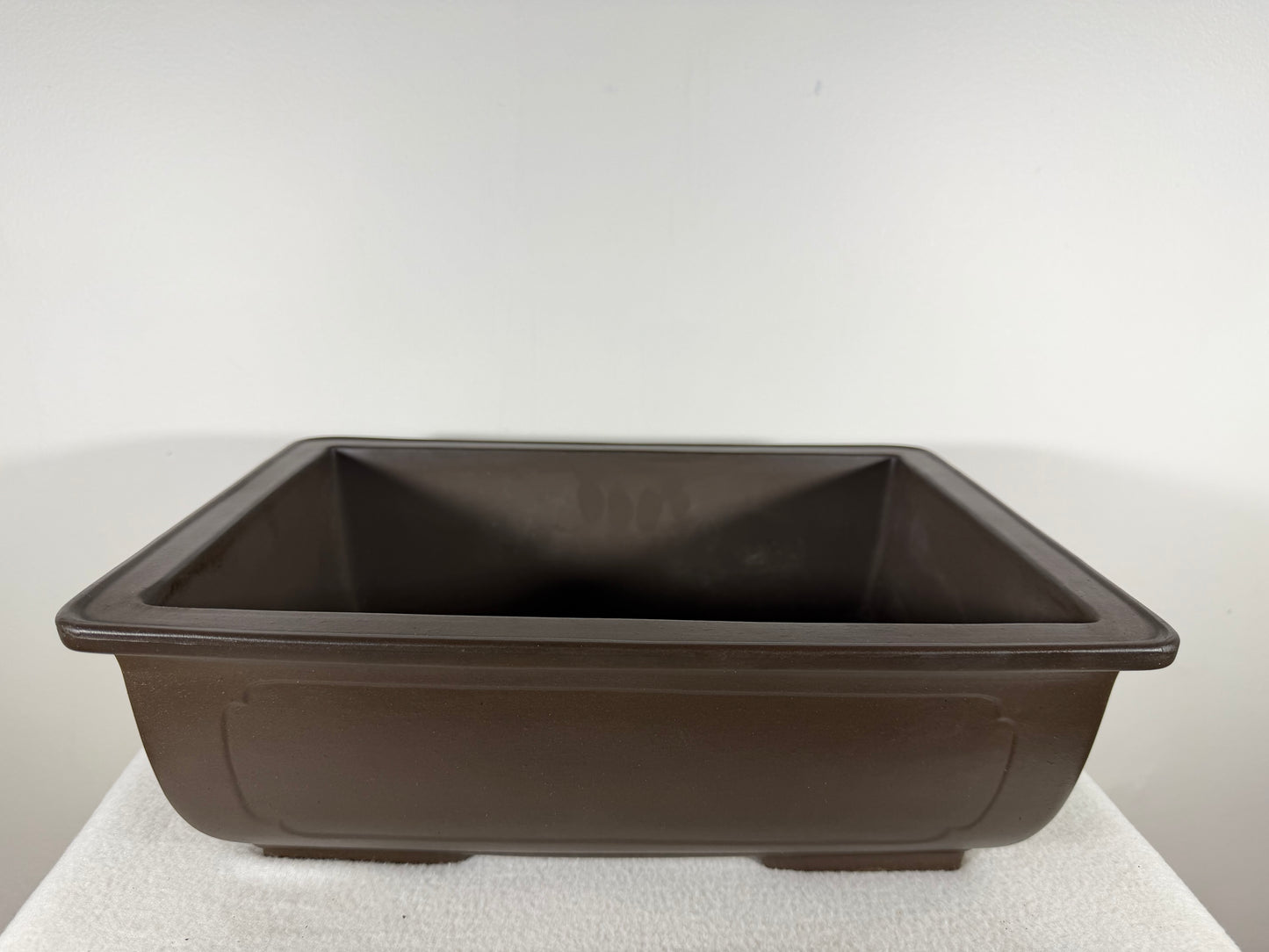 Preowned Japanese Tokoname Unglazed Rectangular Bonsai Pot with Stamp - 13.75” By 10.25”