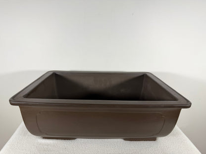Preowned Japanese Tokoname Unglazed Rectangular Bonsai Pot with Stamp - 13.75” By 10.25”