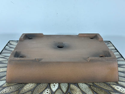 Preowned Japanese Tokoname Unglazed Rectangular Bonsai Pot Syouzan - 11.25” By 9”