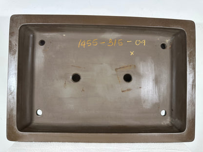 Preowned Japanese Tokoname Unglazed Rectangular Shallow  Bonsai Pot Seizan - 18.25” By 12.25”