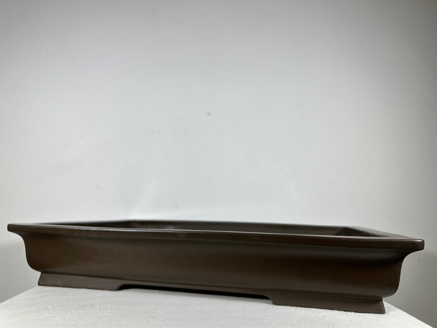 Preowned Japanese Tokoname Unglazed Rectangular Shallow  Bonsai Pot Seizan - 18.25” By 12.25”