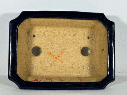 Preowned Japanese Tokoname Glazed Rectangular Bonsai Pot Hatutori - 6.25” By 4.75”