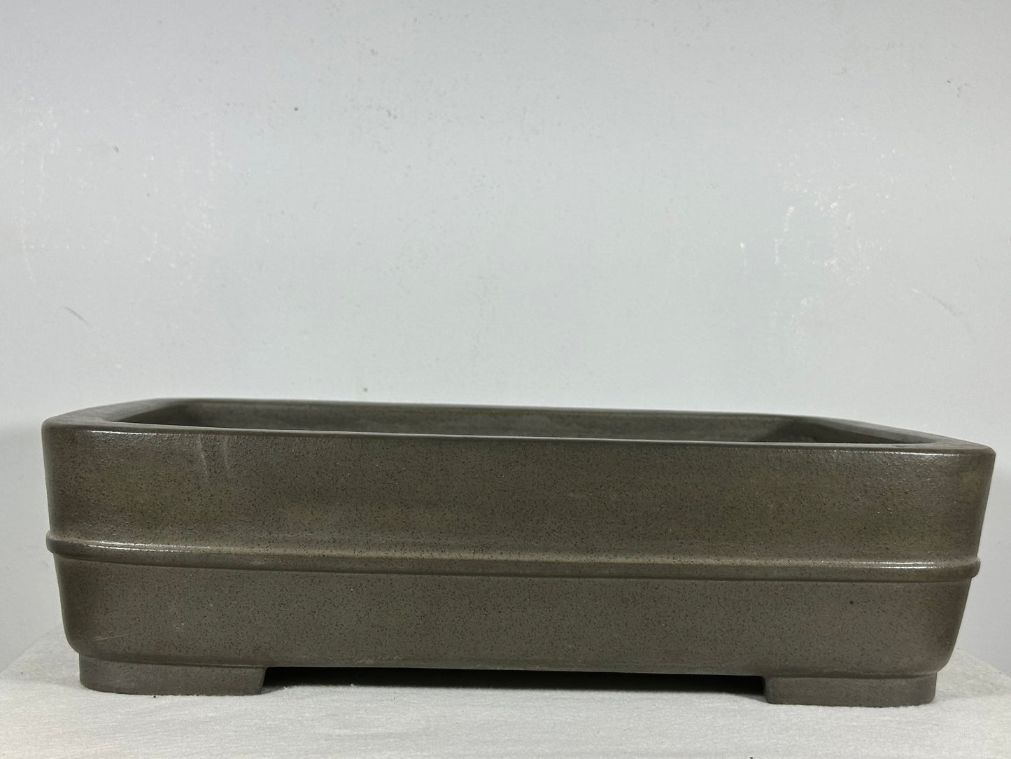 Preowned Japanese Tokoname Unglazed Rectangular Bonsai Pot Seizan - 15” By 10.75”