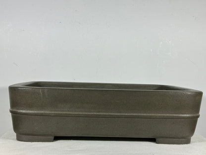 Preowned Japanese Tokoname Unglazed Rectangular Bonsai Pot Seizan - 15” By 10.75”