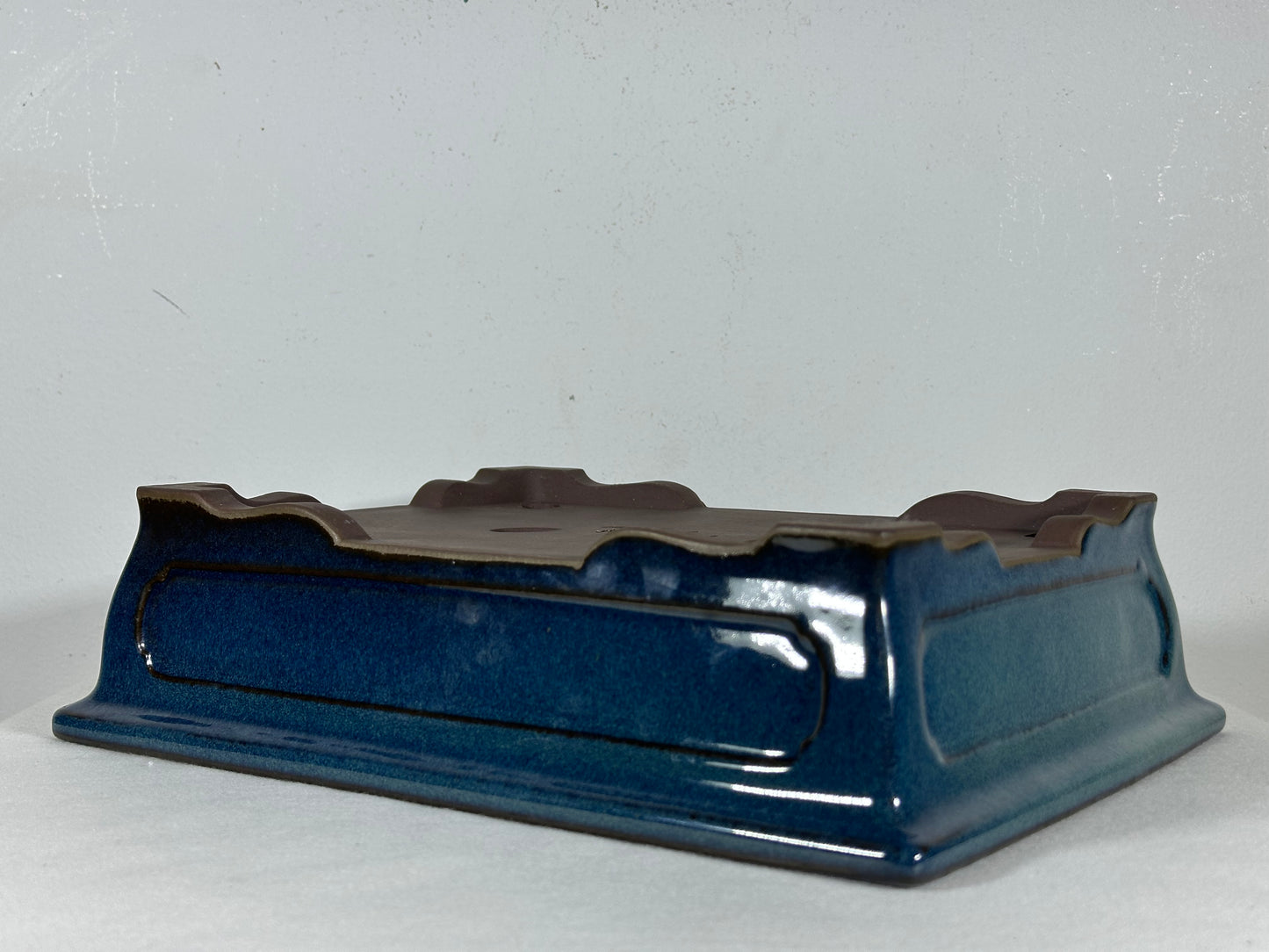 Preowned Japanese Tokoname Glazed Rectangular Bonsai Pot Yamaaki - 11.5” By 9.25”