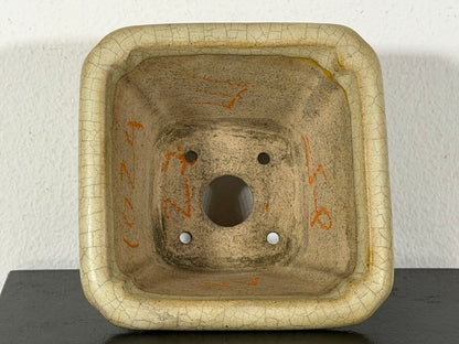 Preowned Japanese Tokoname Glazed Cascade Bonsai Pot with Stamp - 3.75”  By 2.25”