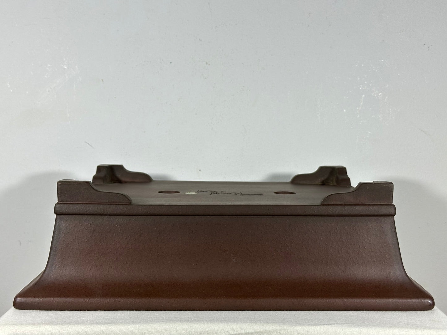 Preowned Japanese Tokoname Unglazed Rectangular Bonsai Pot Yamaaki - 16” By 12.75”