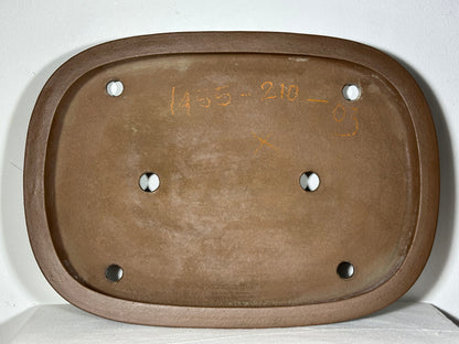 Preowned Japanese Tokoname Unglazed Rectangular Shallow Bonsai Pot Seizan - 15.75” By 11.25”
