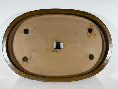 Preowned Japanese Tokoname Glazed Shallow Oval Bonsai Pot Hisyoku - 22” By 14.5”