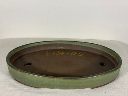 Preowned Japanese Tokoname Glazed Shallow Oval Bonsai Pot - 11.75” By 8.25”