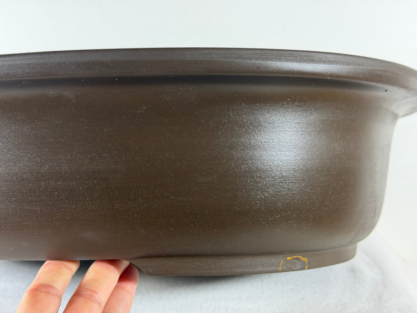 Preowned Japanese Tokoname Oval Unglazed Bonsai Pot Yamagen - 18” By 14.75”