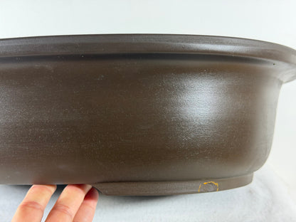 Preowned Japanese Tokoname Oval Unglazed Bonsai Pot Yamagen - 18” By 14.75”