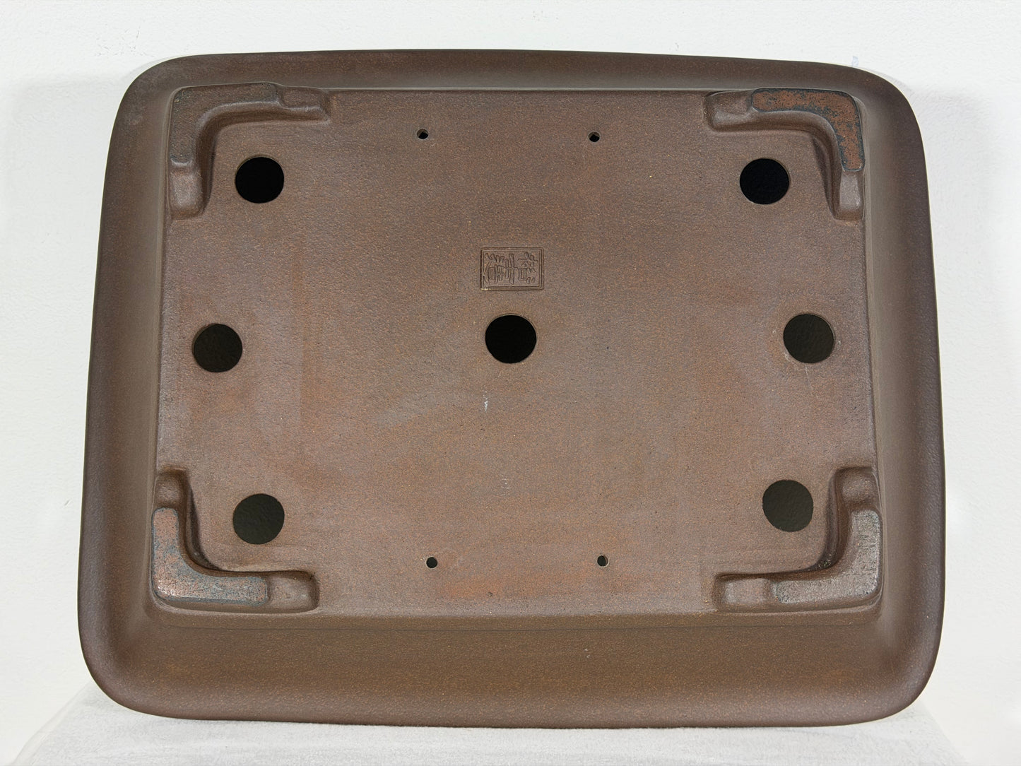 Preowned Japanese Tokoname Unglazed Rectangular Bonsai Pot Yuuji Nakano - 16.5” By 13.5”
