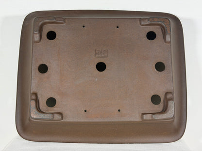 Preowned Japanese Tokoname Unglazed Rectangular Bonsai Pot Yuuji Nakano - 16.5” By 13.5”