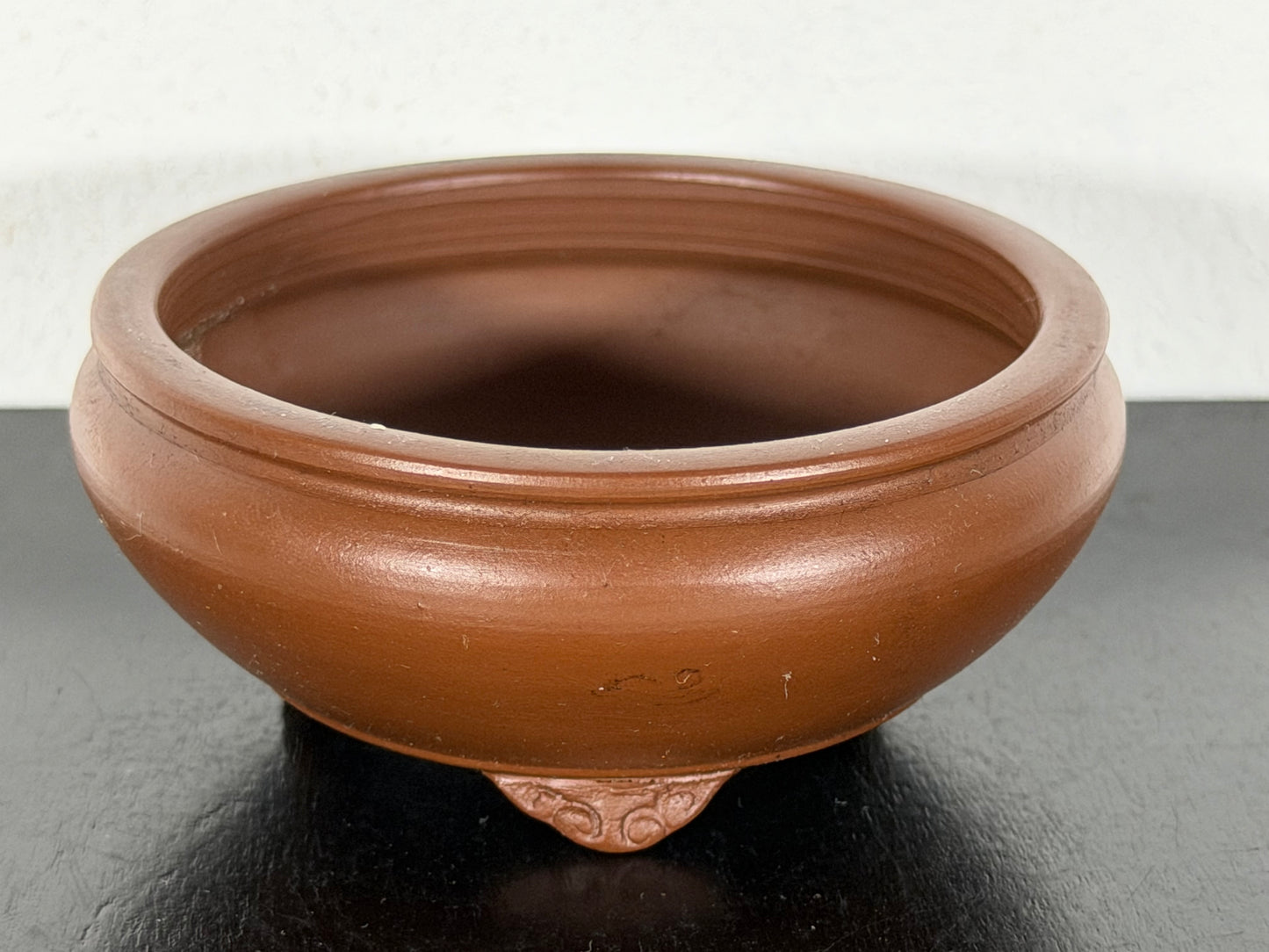 New Japanese Tokoname Unglazed Bag Style Bonsai Pot Bigei - 3 1/8” By 1 3/8”