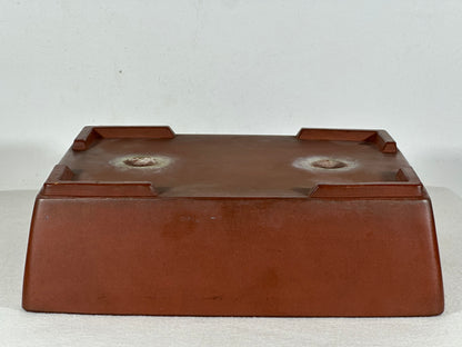 Preowned Japanese Tokoname Unglazed Rectangular Bonsai Pot - 10.5” By 8.25”