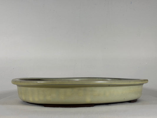 Preowned Japanese Tokoname Glazed Oval Bonsai Pot - 13.75” By 11”