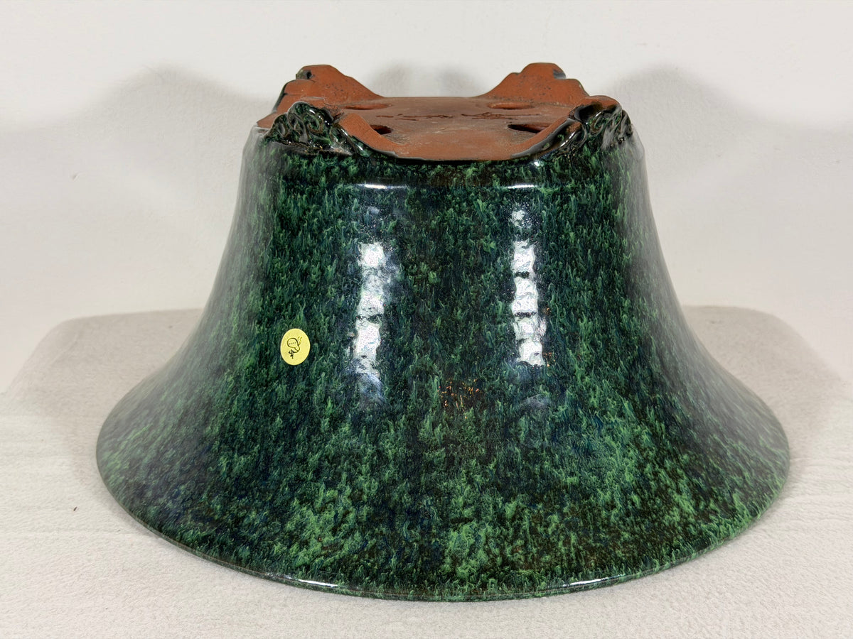 New Japanese Tokoname Glazed Round Bonsai Pot Syuhou Yoshimura - 12” By 6.25”