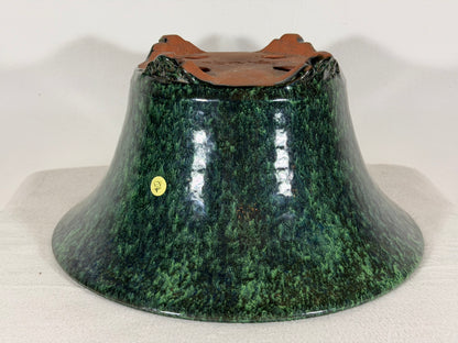 New Japanese Tokoname Glazed Round Bonsai Pot Syuhou Yoshimura - 12” By 6.25”
