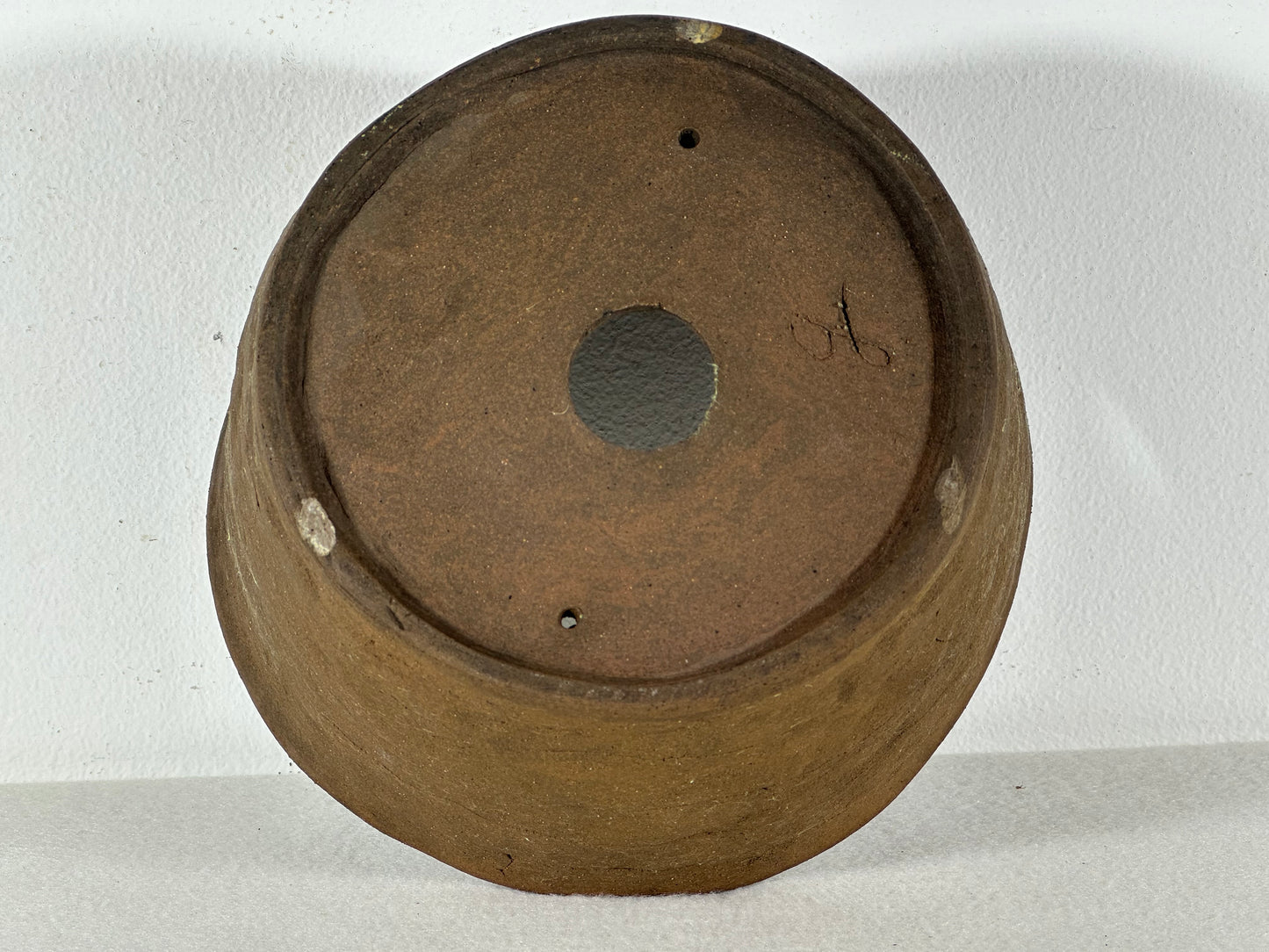 Preowned Japanese Tokoname Unglazed Round Bonsai Pot - 7.25” By 3.75”