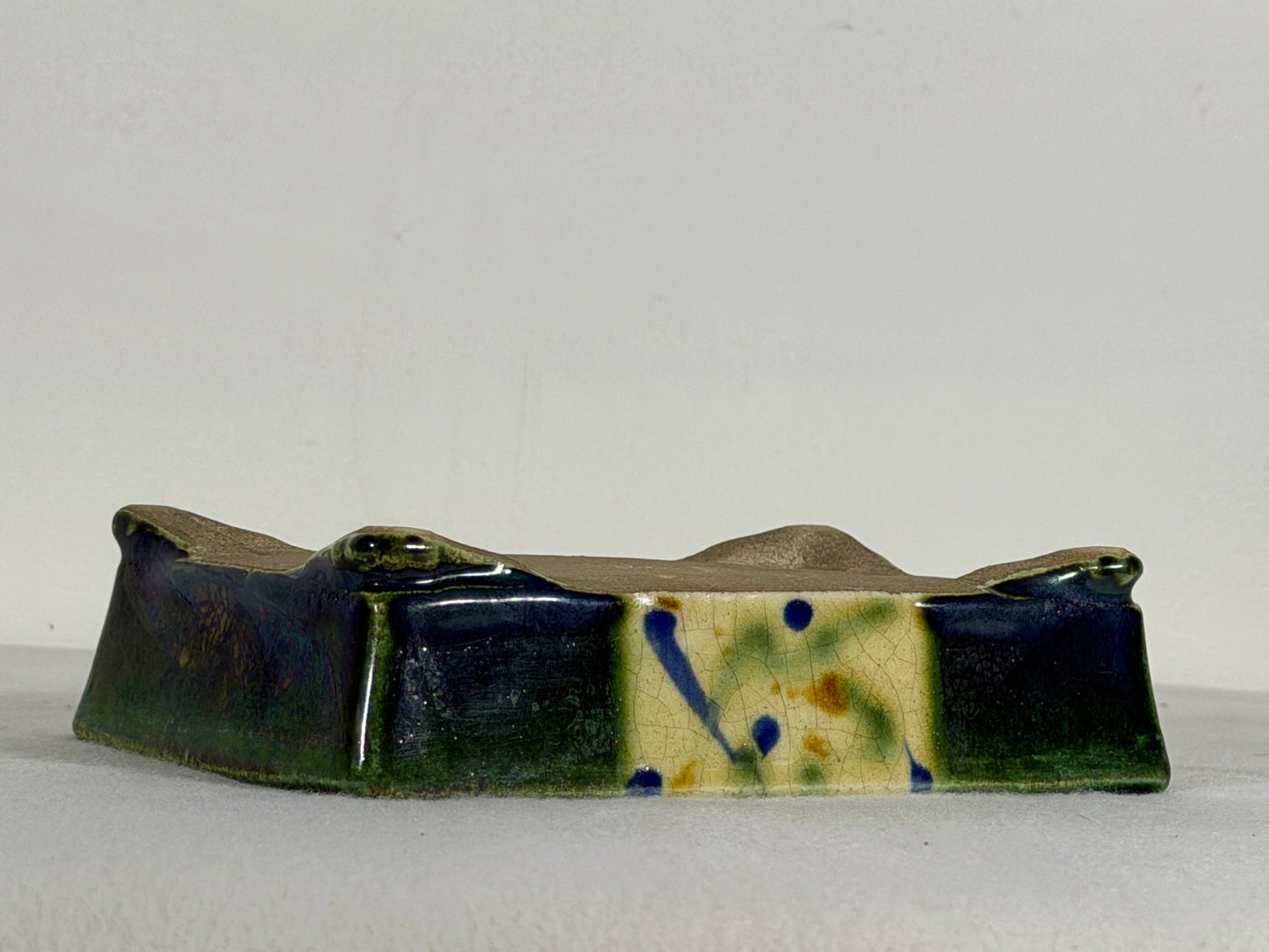 Preowned Japanese Tokoname Glazed Rectangular Bonsai Pot Satomi - 6.25” By 4.5”