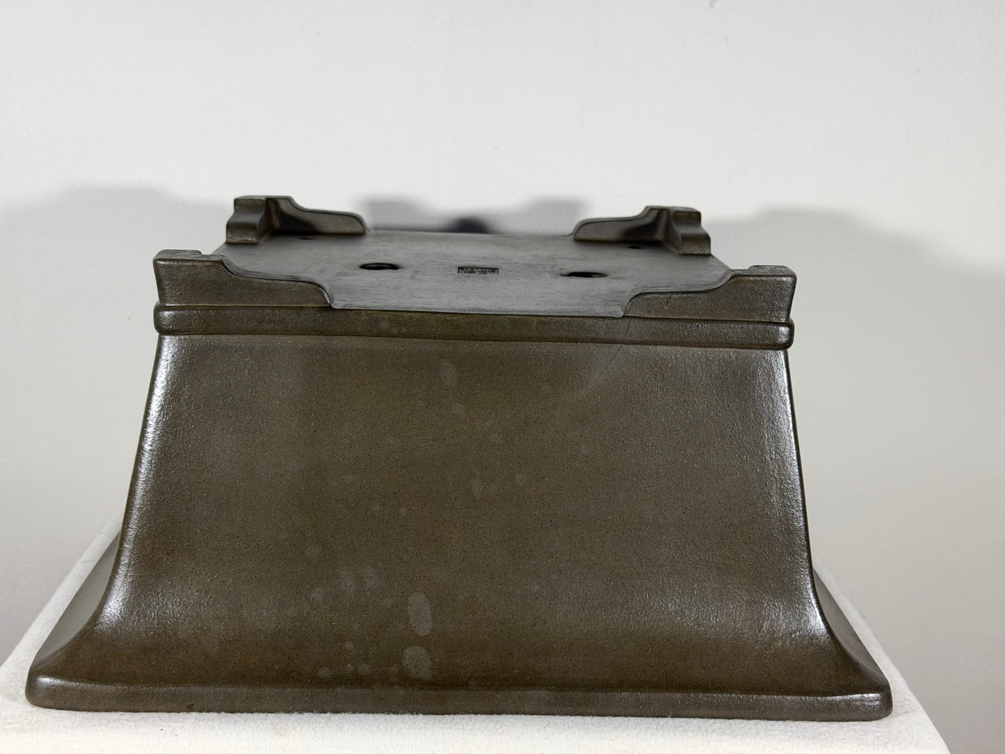 Preowned Japanese Tokoname Unglazed Square Bonsai Pot Gyouzan Nakano - 15.25” By 7.5”