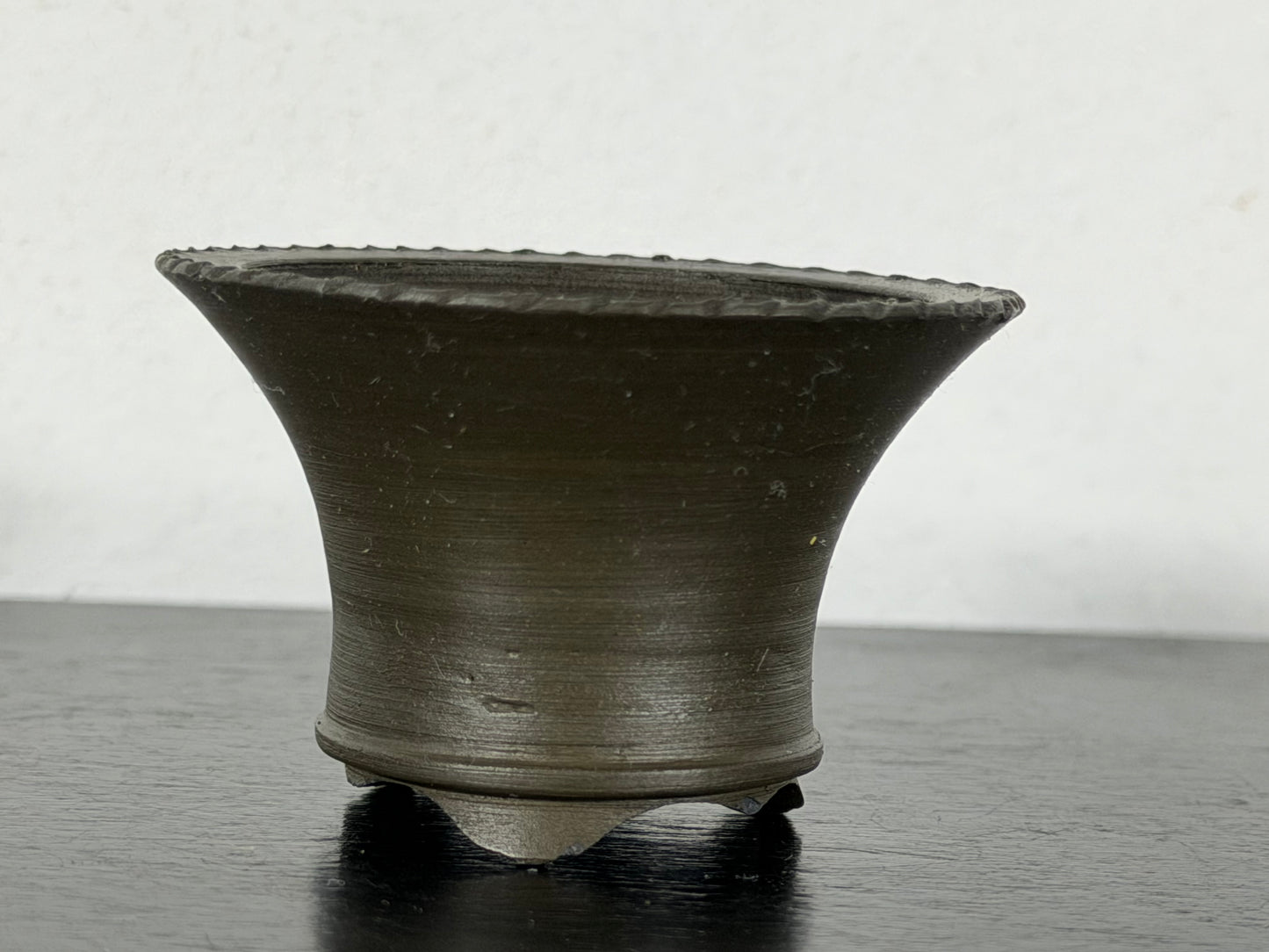 Preowned Vintage Japanese Tokoname Unglazed Cascade Round Bonsai Pot Kouhou - 2” By 1.25”