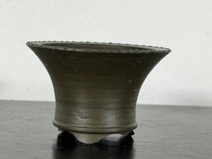 Preowned Vintage Japanese Tokoname Unglazed Cascade Round Bonsai Pot Kouhou - 2” By 1.25”