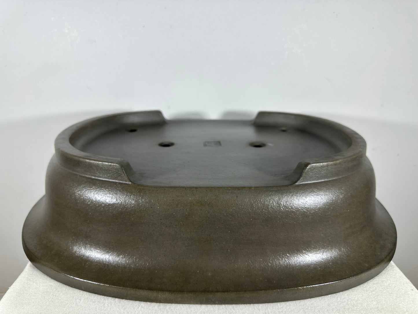 Preowned Japanese Tokoname Unglazed Oval Bonsai Pot Seizan - 20.5” By 16.25”