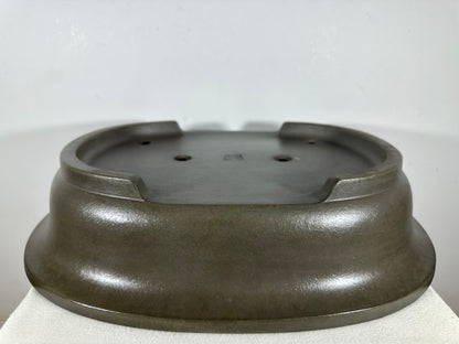 Preowned Japanese Tokoname Unglazed Oval Bonsai Pot Seizan - 20.5” By 16.25”