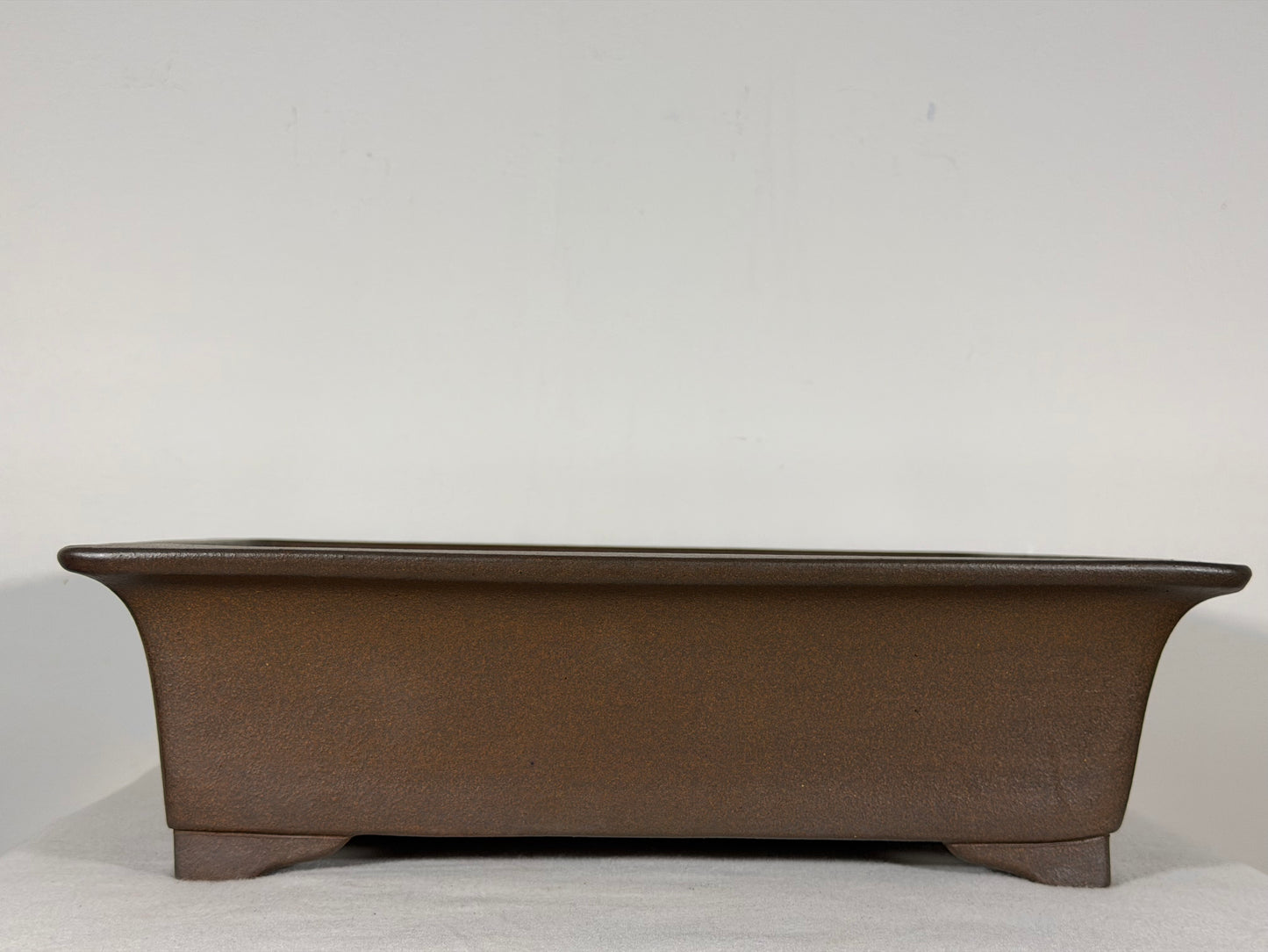 Preowned Japanese Tokoname Unglazed Rectangular Bonsai Pot Yuuji Nakano - 14.5” By 11.75”