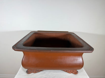 Preowned Japanese Tokoname Unglazed Square Bonsai Pot Syouzan - 16.25” By 7.5”