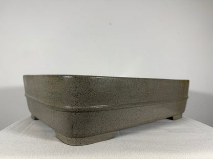 Preowned Japanese Tokoname Unglazed Rectangular Bonsai Pot Seizan - 15” By 10.75”