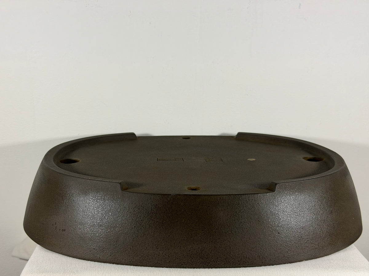 Preowned Japanese Tokoname Unglazed Oval Bonsai Pot Yamaaki - 19.75” x 16.25” x 3.75”