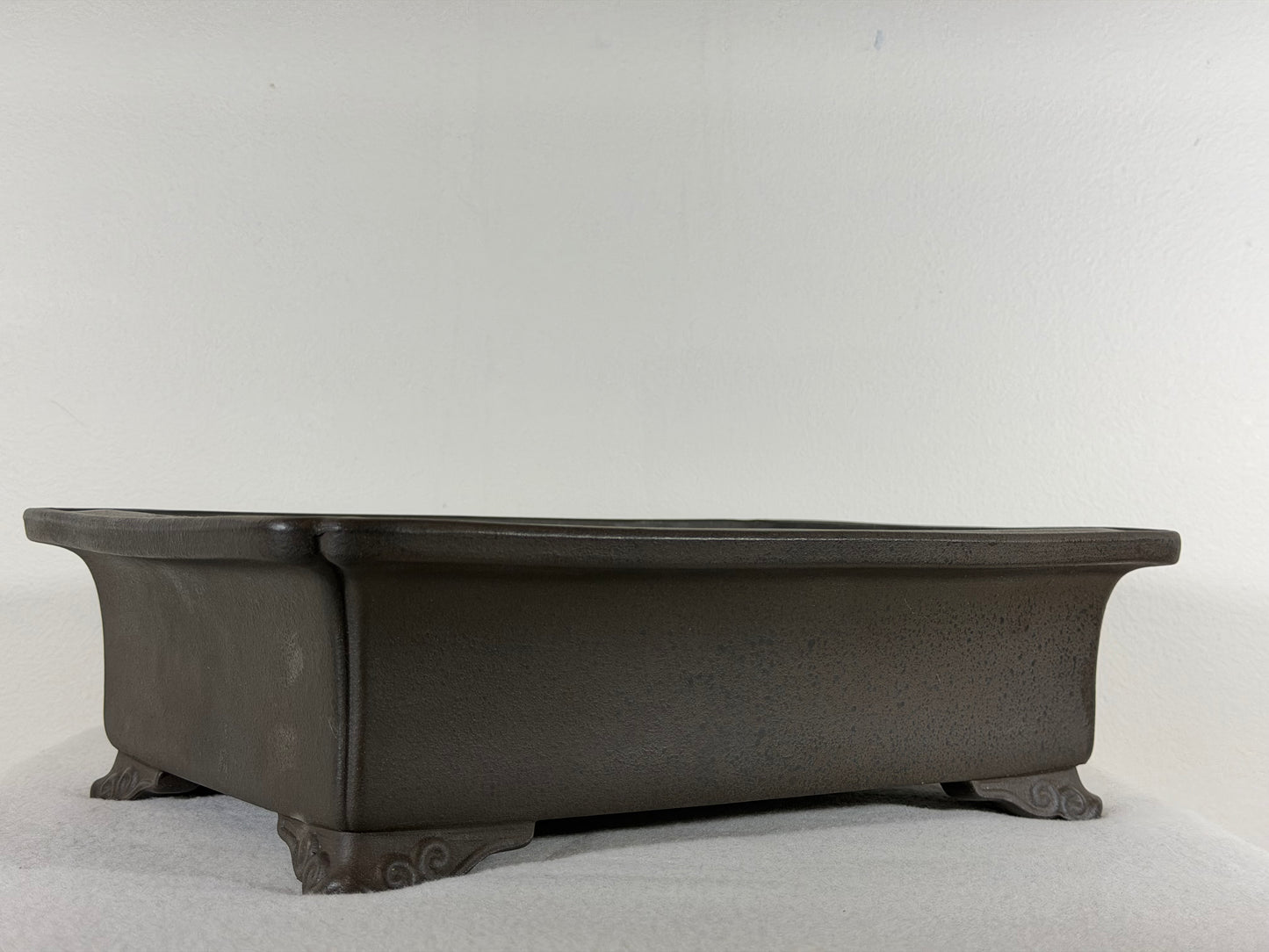 Preowned Japanese Tokoname Rectangular Unglazed Bonsai Pot Sanyou - 13.25” By 9.5”
